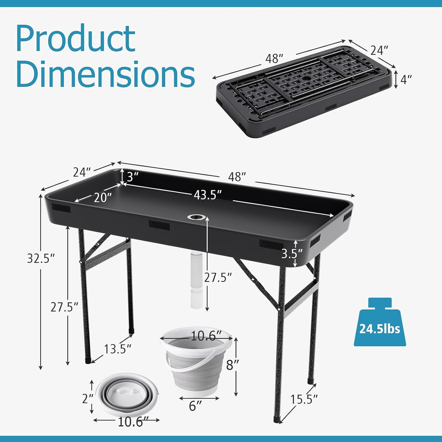 Mesa hielo 4ft plegable con drenaje para fiestas barbacoa