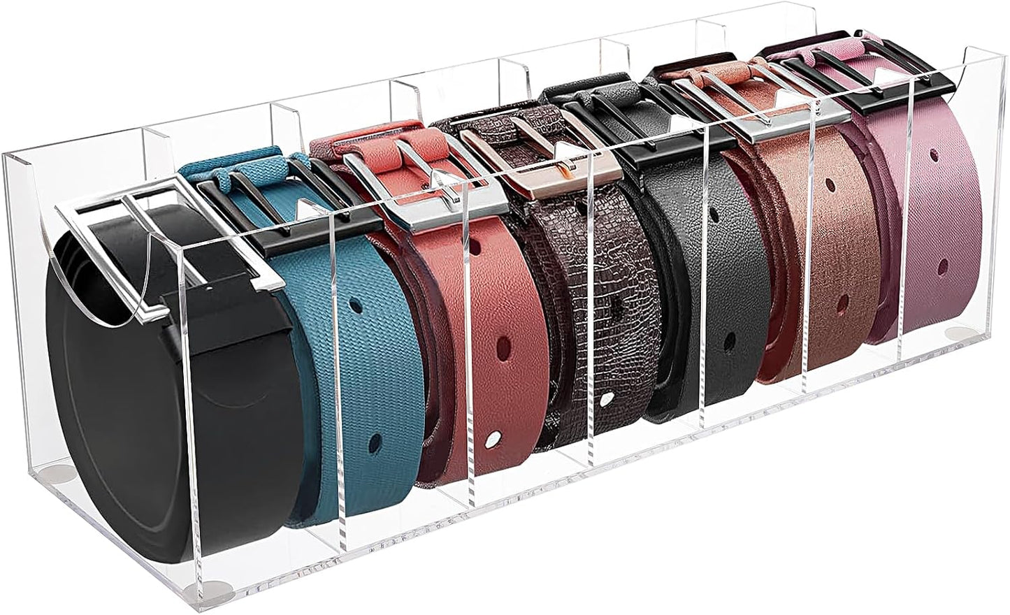 Organiz. cinturón acrílico con 7 compartimentos vitrina
