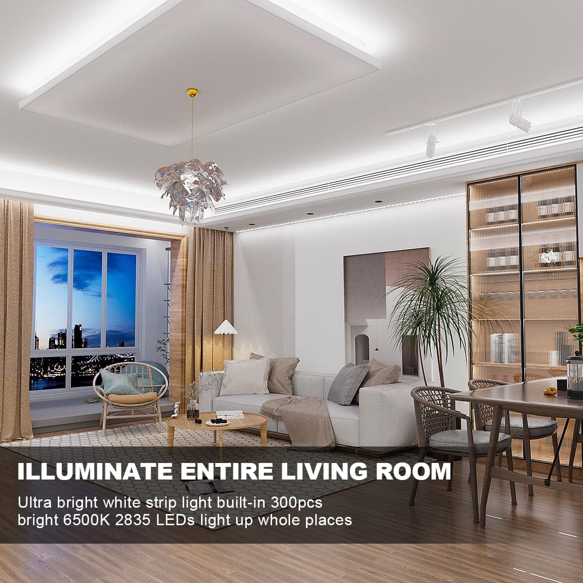Tira luces LED blancas 16.4ft regulable control remoto