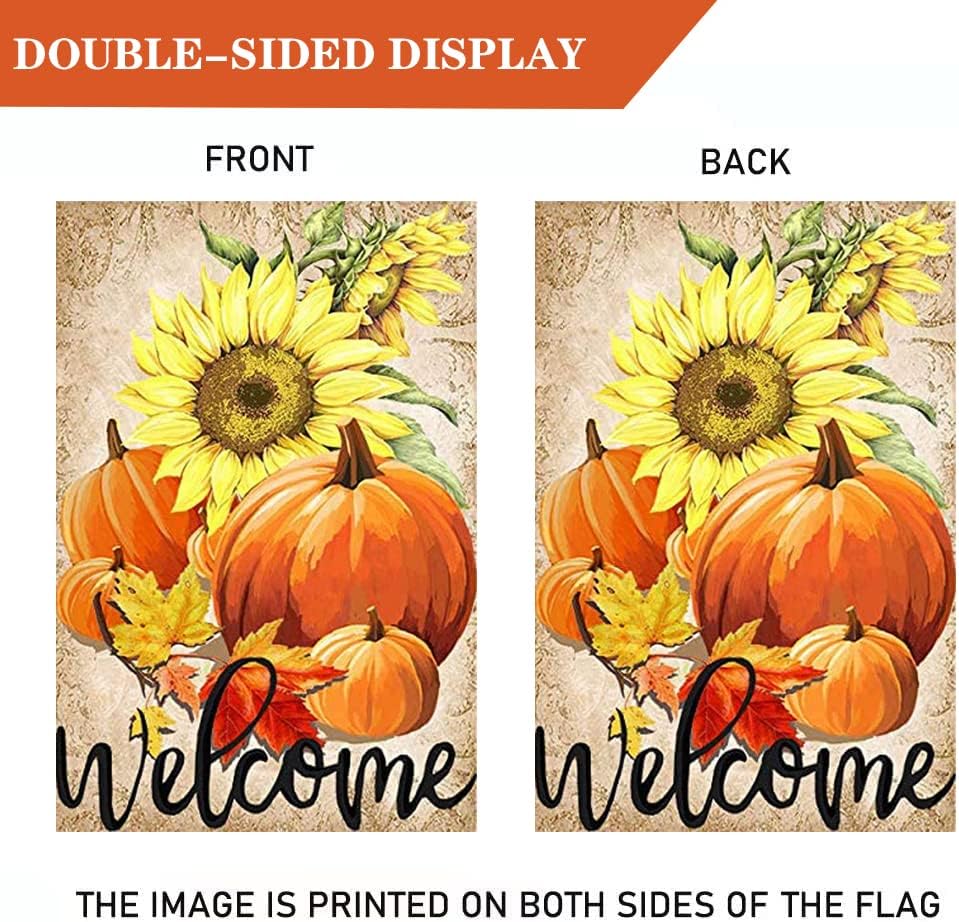 Bandera doble cara otoño 28x40" calabaza