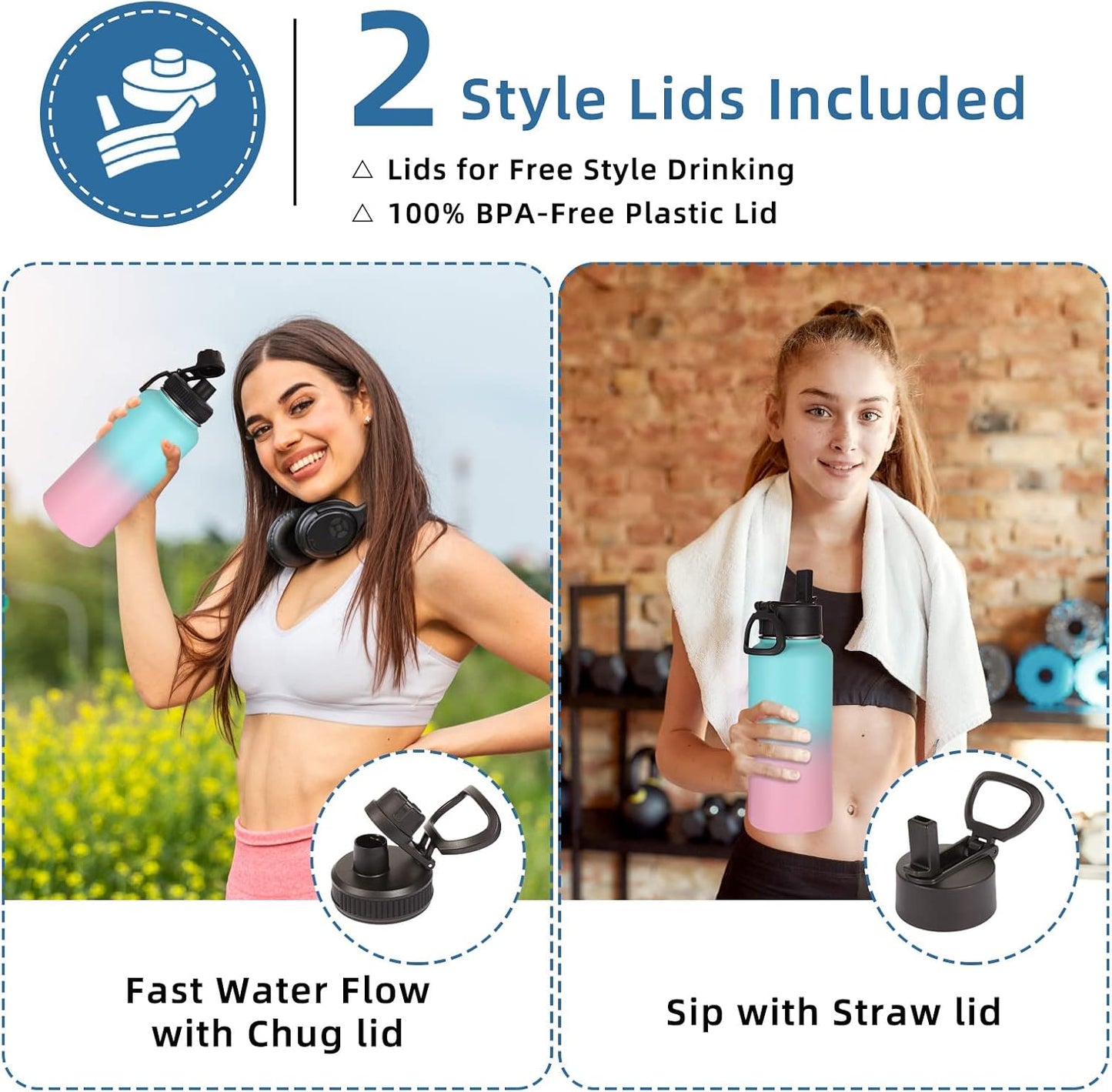 2 Botellas Agua 32oz Aisladas Acero Inox Doble Pared