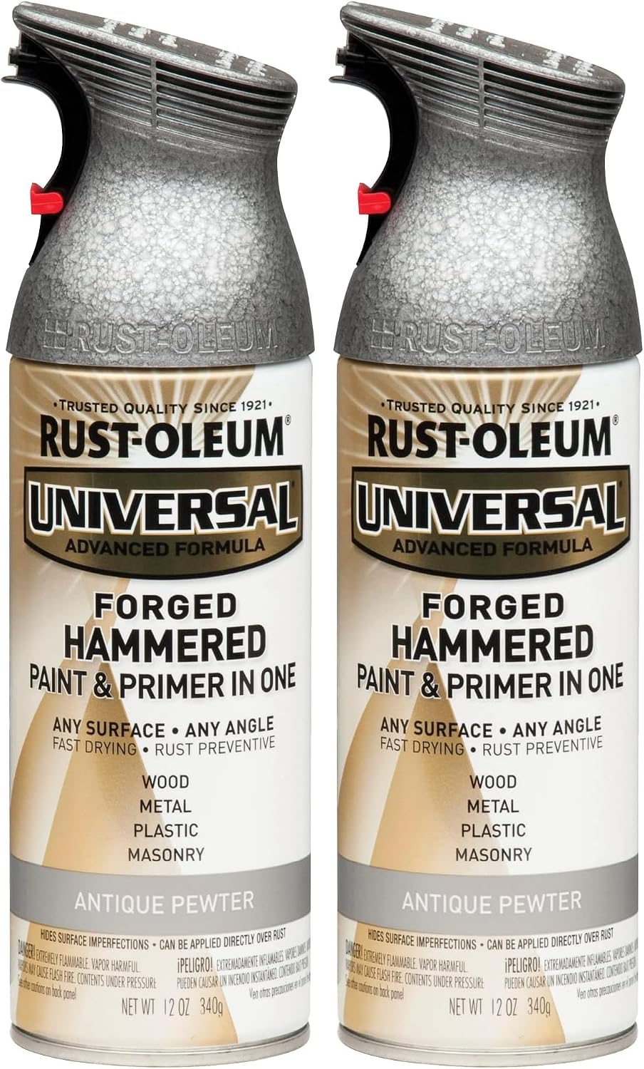 Pintura aerosol forjada peltre antiguo 12oz pack 2