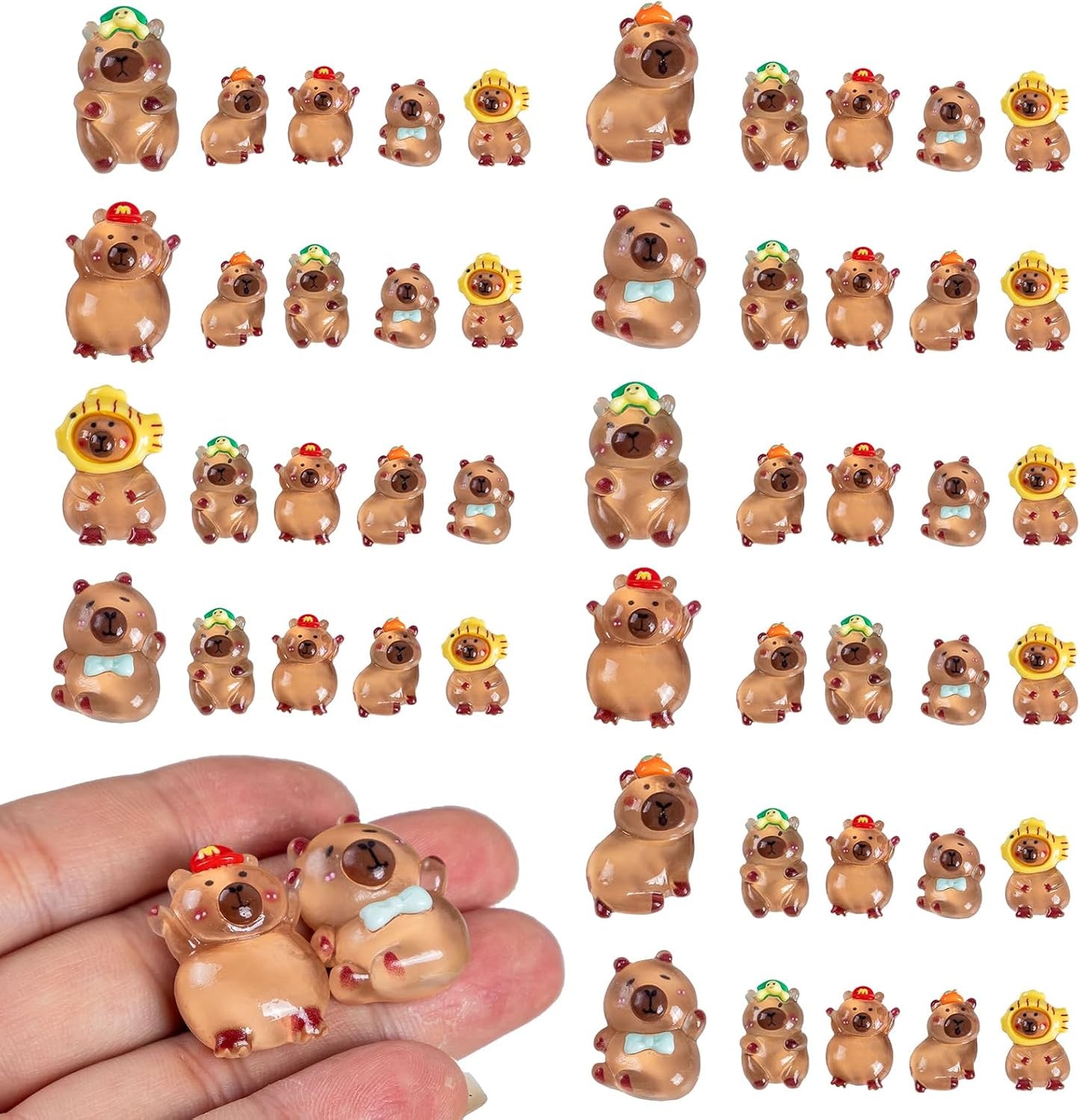 Figuritas Capybara resina 50P mini para jardín y manualidades