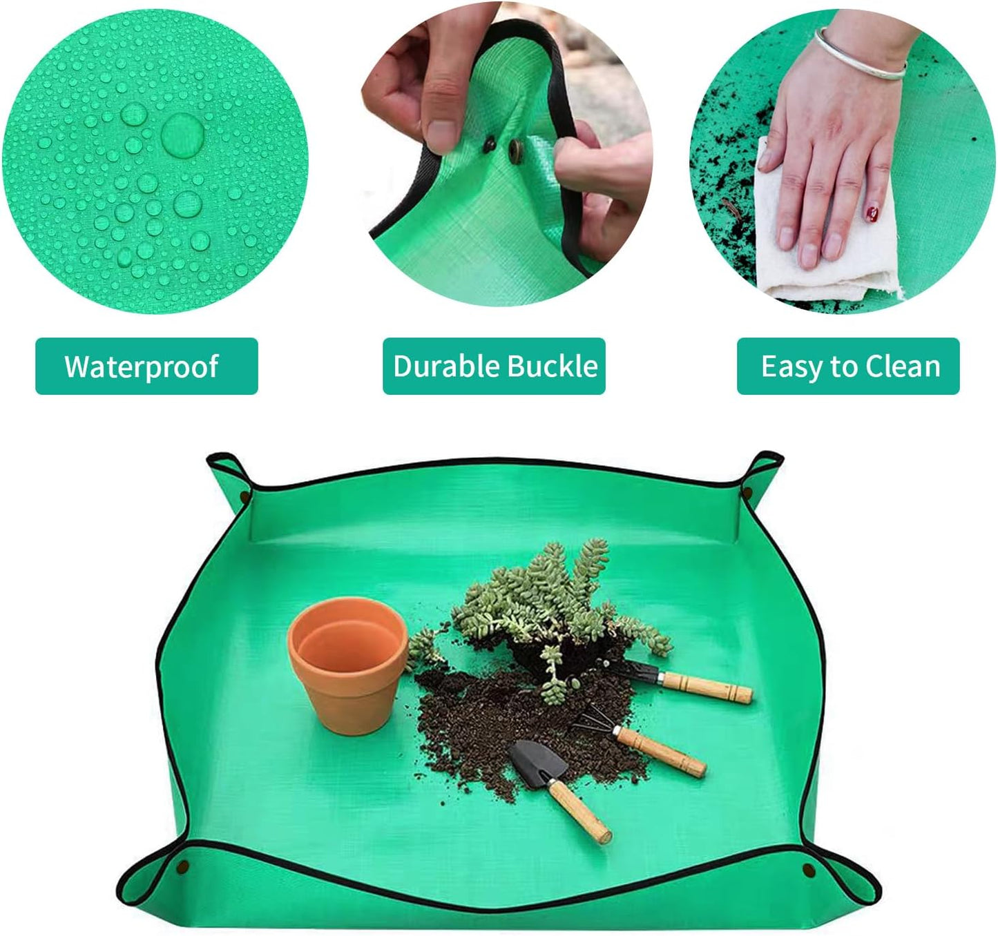 Tapete trasplante plantas 26.8x26.8 pulg impermeable plegable