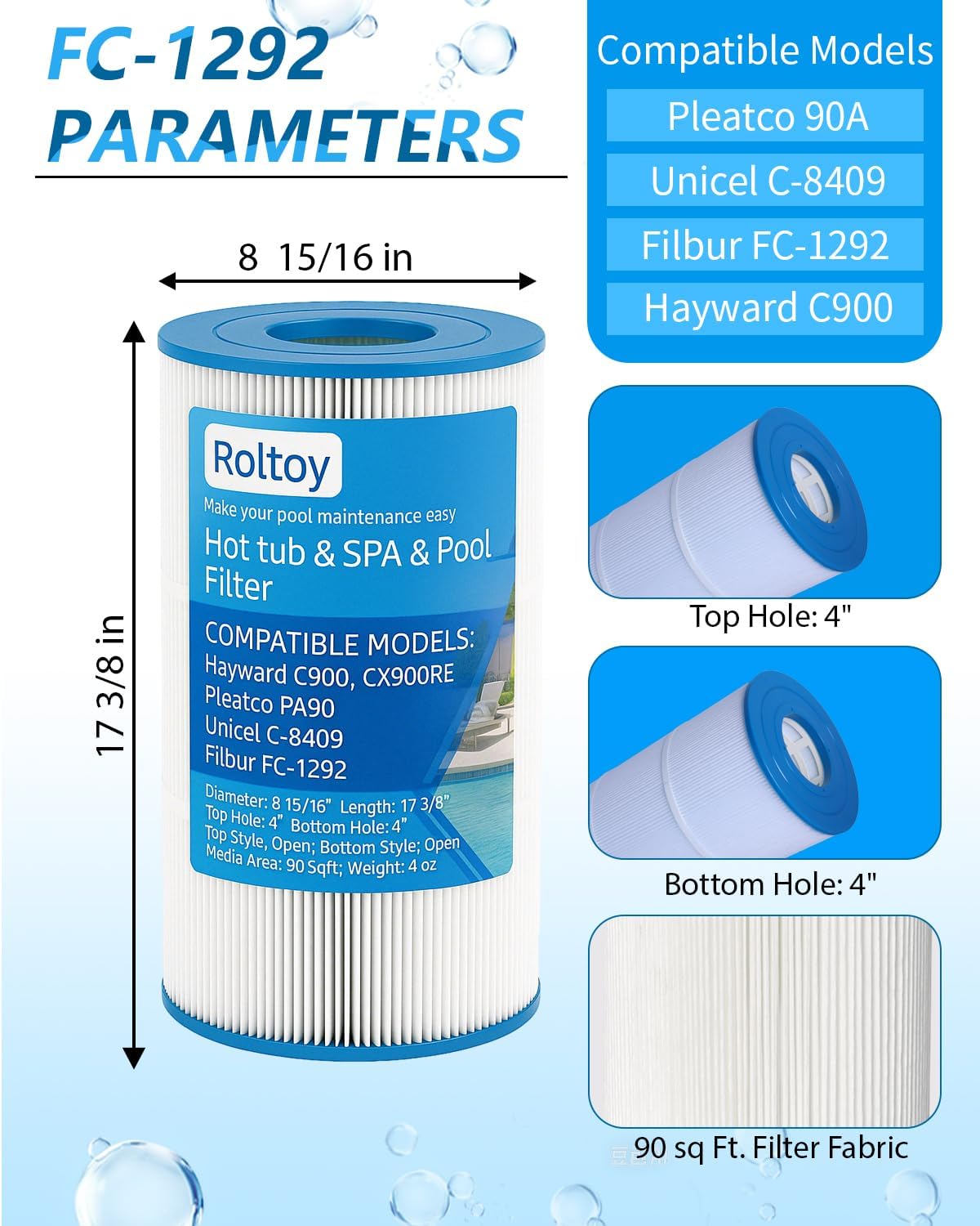 Filtro piscina comp. Hayward CX900RE Pleatco PA90