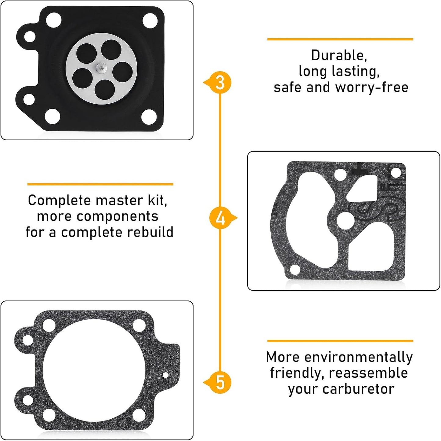 Kit 3 juntas diafragma carburador comp K10-WAT Poulan Ryobi