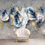 Mural 3D rosa acuarela floral retro sala dormitorio