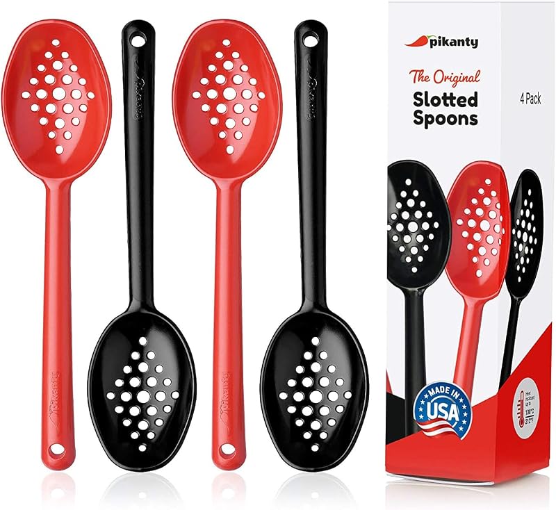 Cucharas servir ranuradas 7pulg pack 4 aceitunas encurtidos