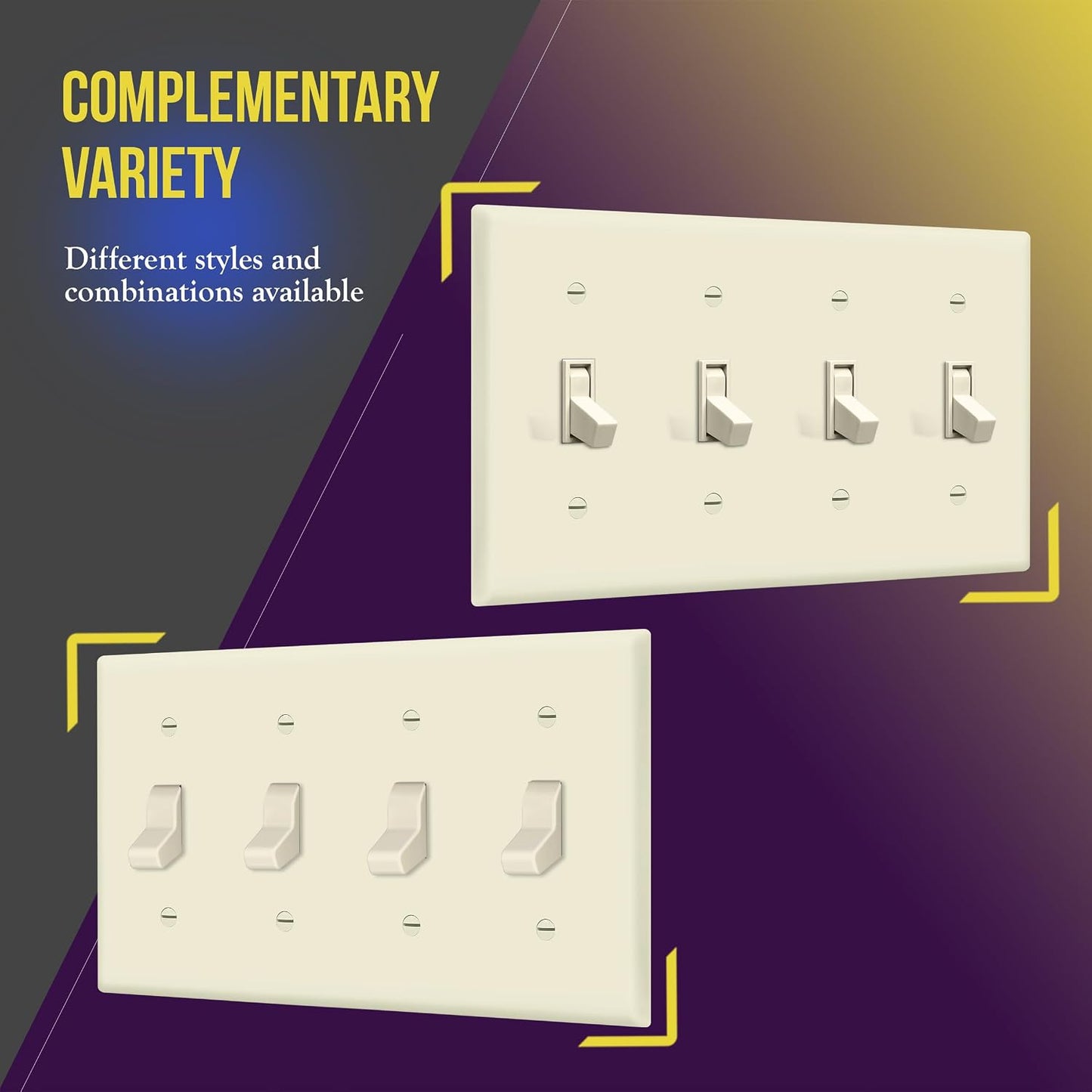 Placa pared interruptor luz 4 palancas 4.50x8.19 policarbonato