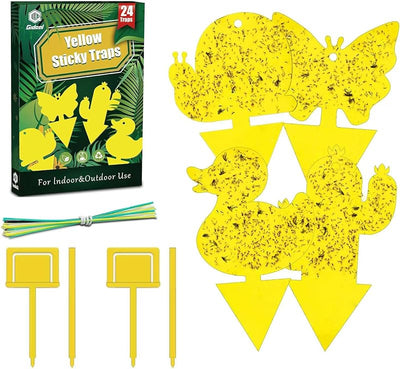 24 Trampas Adhesivas Amarillas para Mosquitos y Moscas Blancas