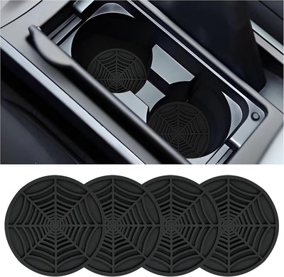4 posavasos silicona telaraña antideslizantes para coche negro