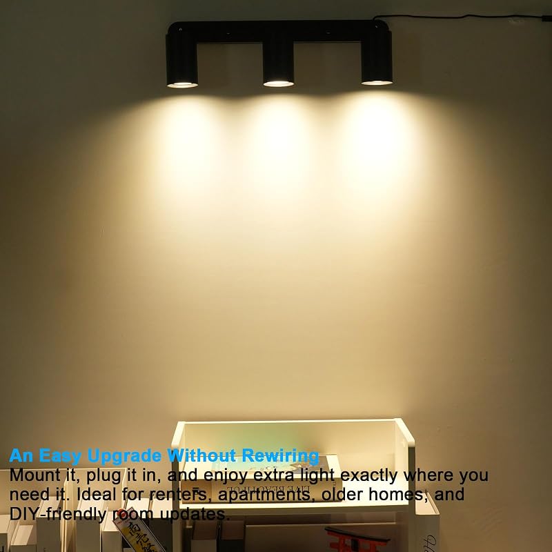 Iluminación riel enchufable con focos flexibles cocina sala