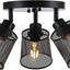 Lámpara techo malla hierro industrial 3 luces negra