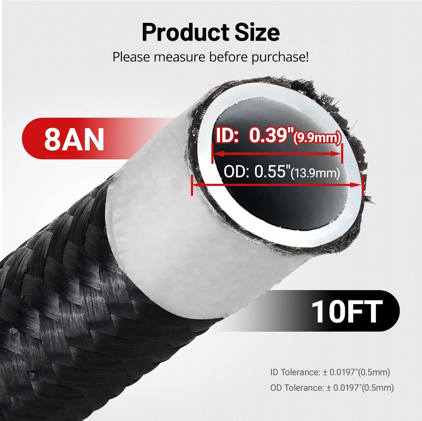 Kit manguera combustible AN8 E85 PTFE trenzada 10pies negro