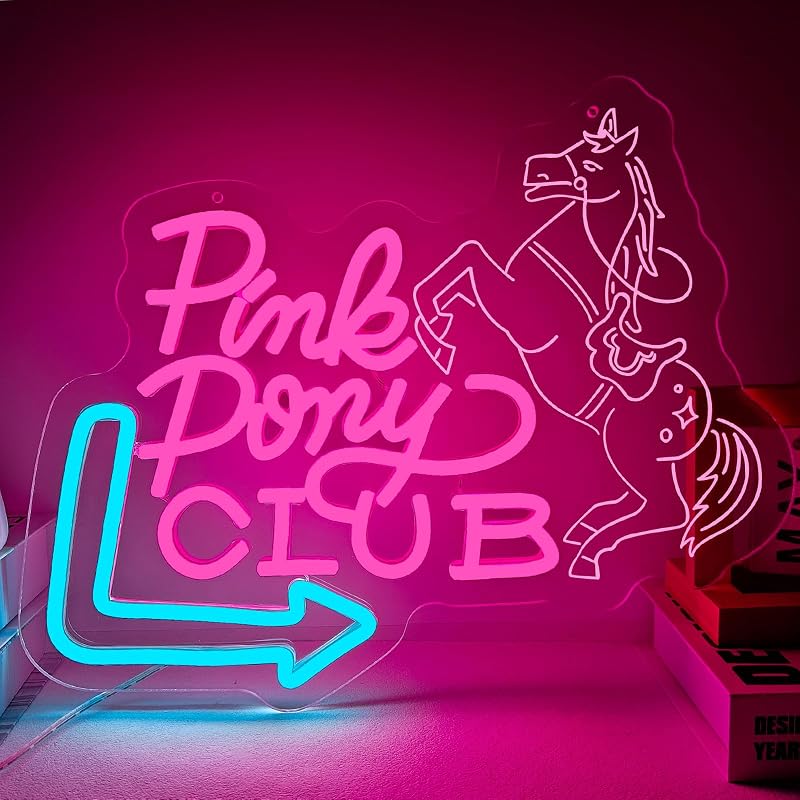 Letrero Neón Poni Rosa Regulable para Dormitorio Bar Fiesta