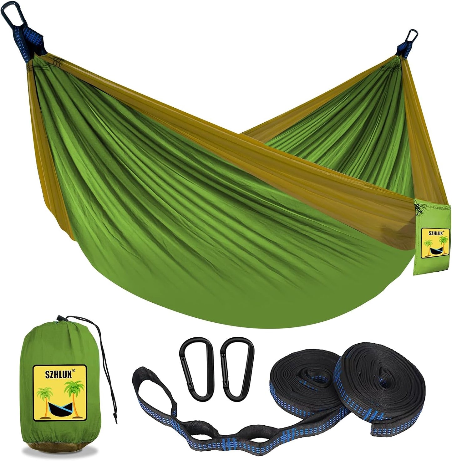 Hamaca doble e individual portátil con correas para camping