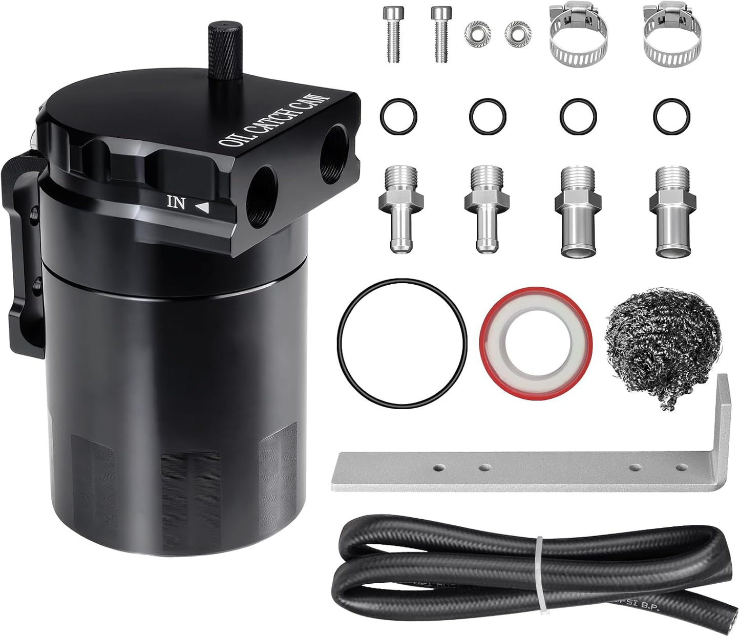 Kit separador aceite aire 300ml aluminio negro con manguera