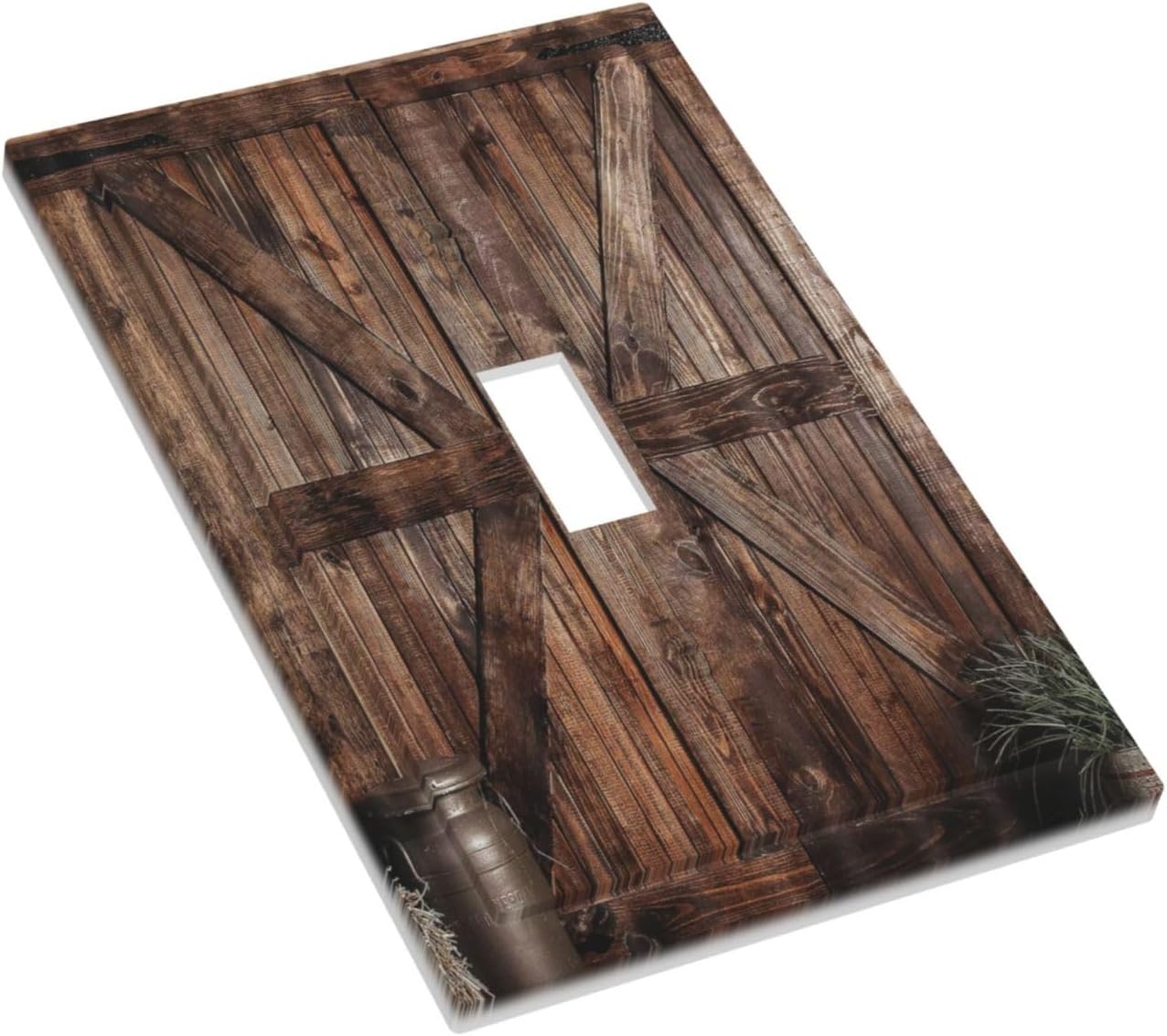Tablero madera rústica puerta granero interruptor luz palanca
