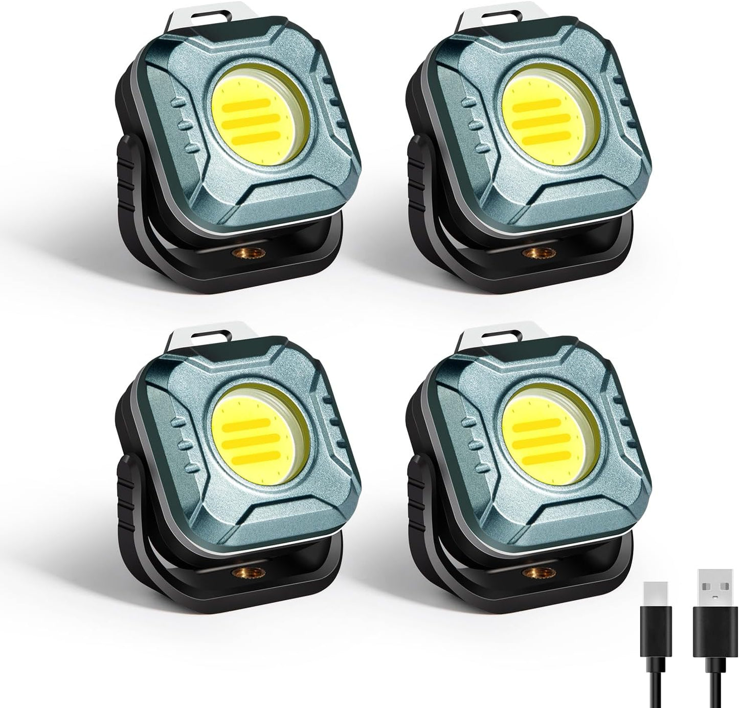 Luz trabajo recargable mini 500lúmenes LED magnética 4uds gris