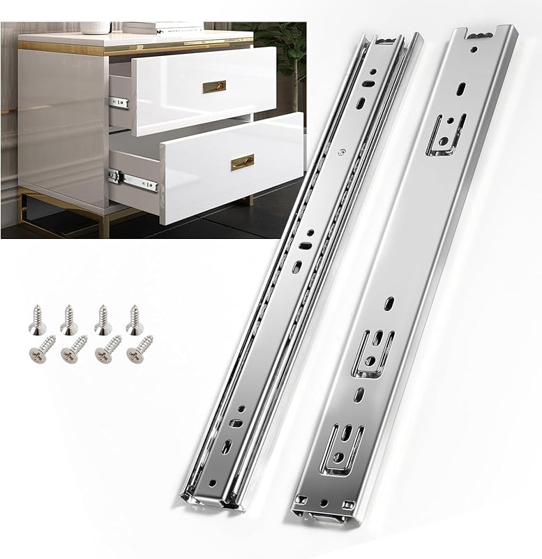 10 Pares Rieles Extensión Cajones 8-24pulg Capacidad 100lb