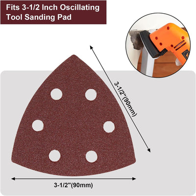 Almohadillas lija triangular 80 granos 3.54pulg