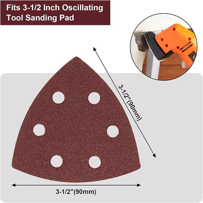 Almohadillas lija triangular 80 granos 3.54pulg
