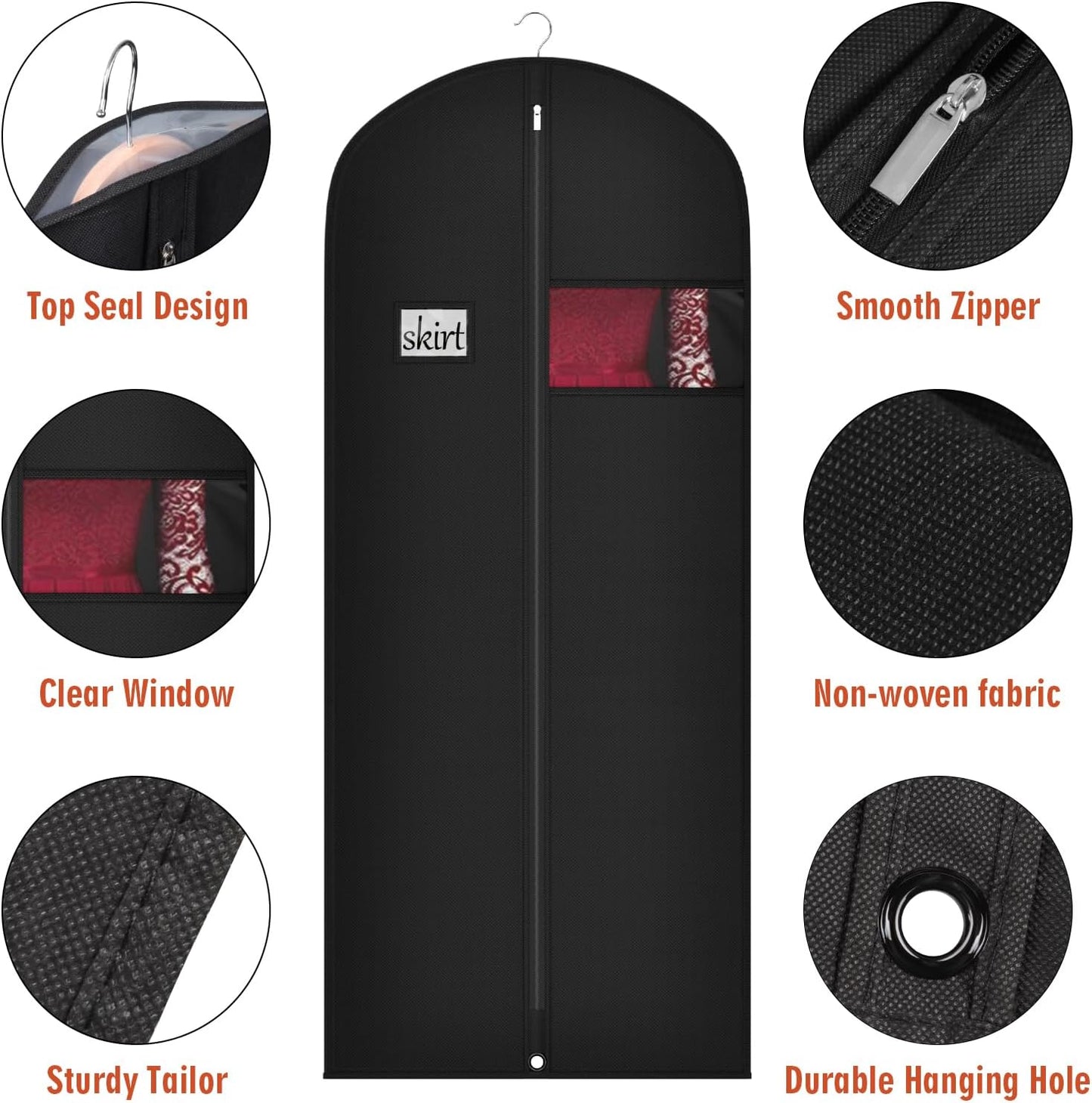 Bolsa ropa larga 60" con cremallera ventana 10 Pzas