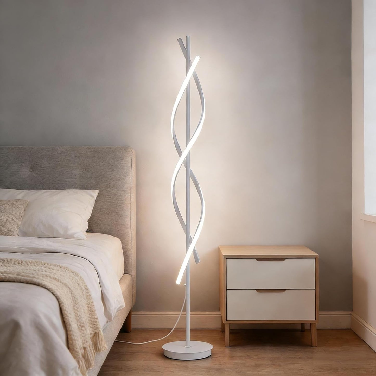 Lámpara pie espiral 3 colores 63pulg moderna sala