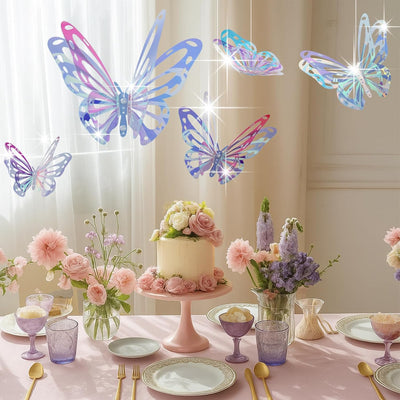 5 Pzas Mariposas 3D Colgantes 15.7x11.8pulg Decoración Fiesta