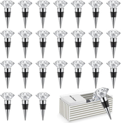 24 Pzas Tapones Vino Cristal Reutilizables con Caja Regalo