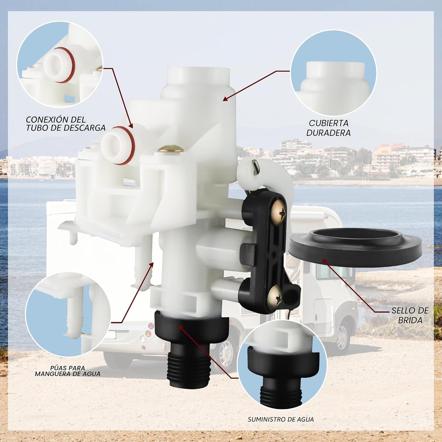 Kit válvula agua inodoro RV resistente congelación