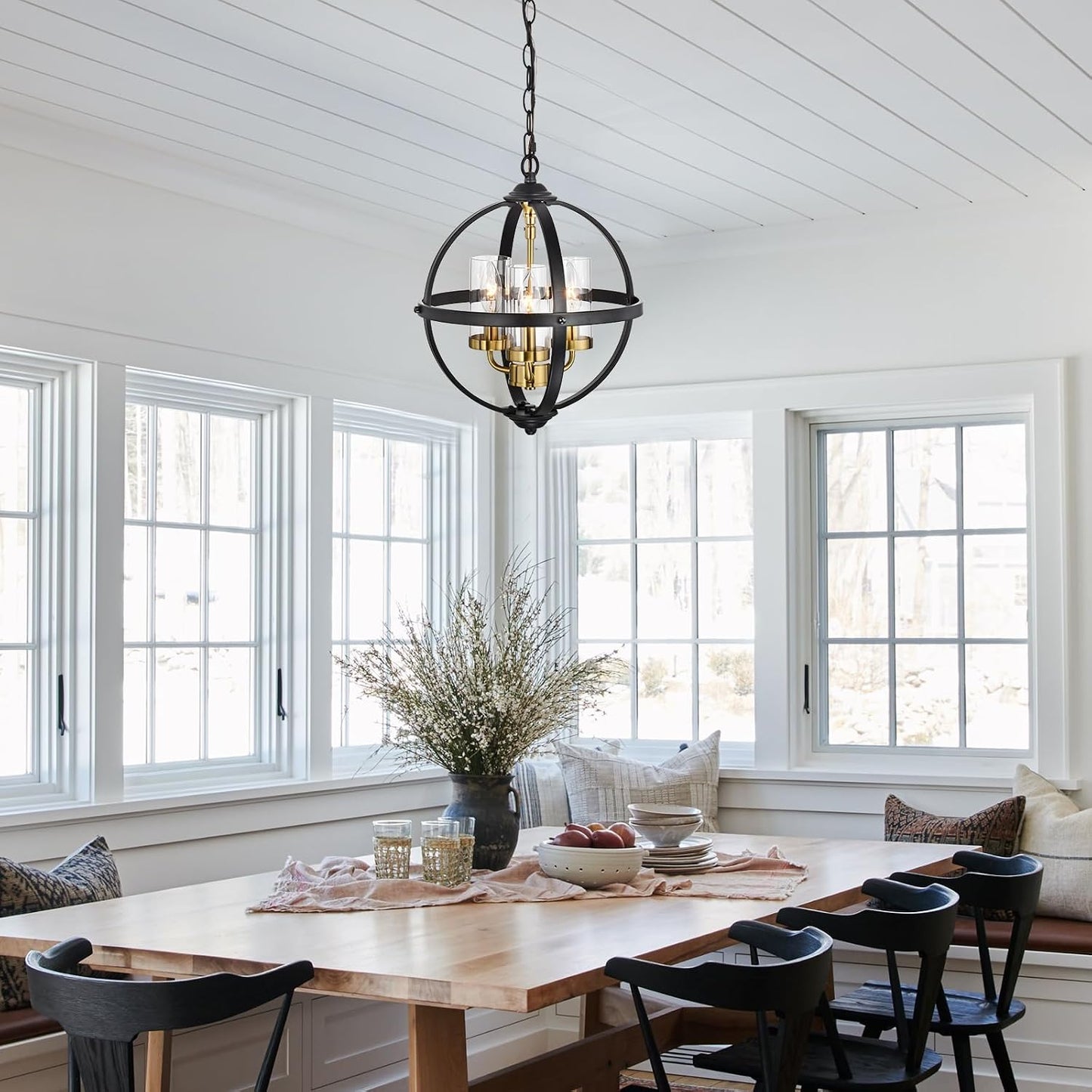 Lámpara colgante vintage 14pulg 3 luces E12 negro