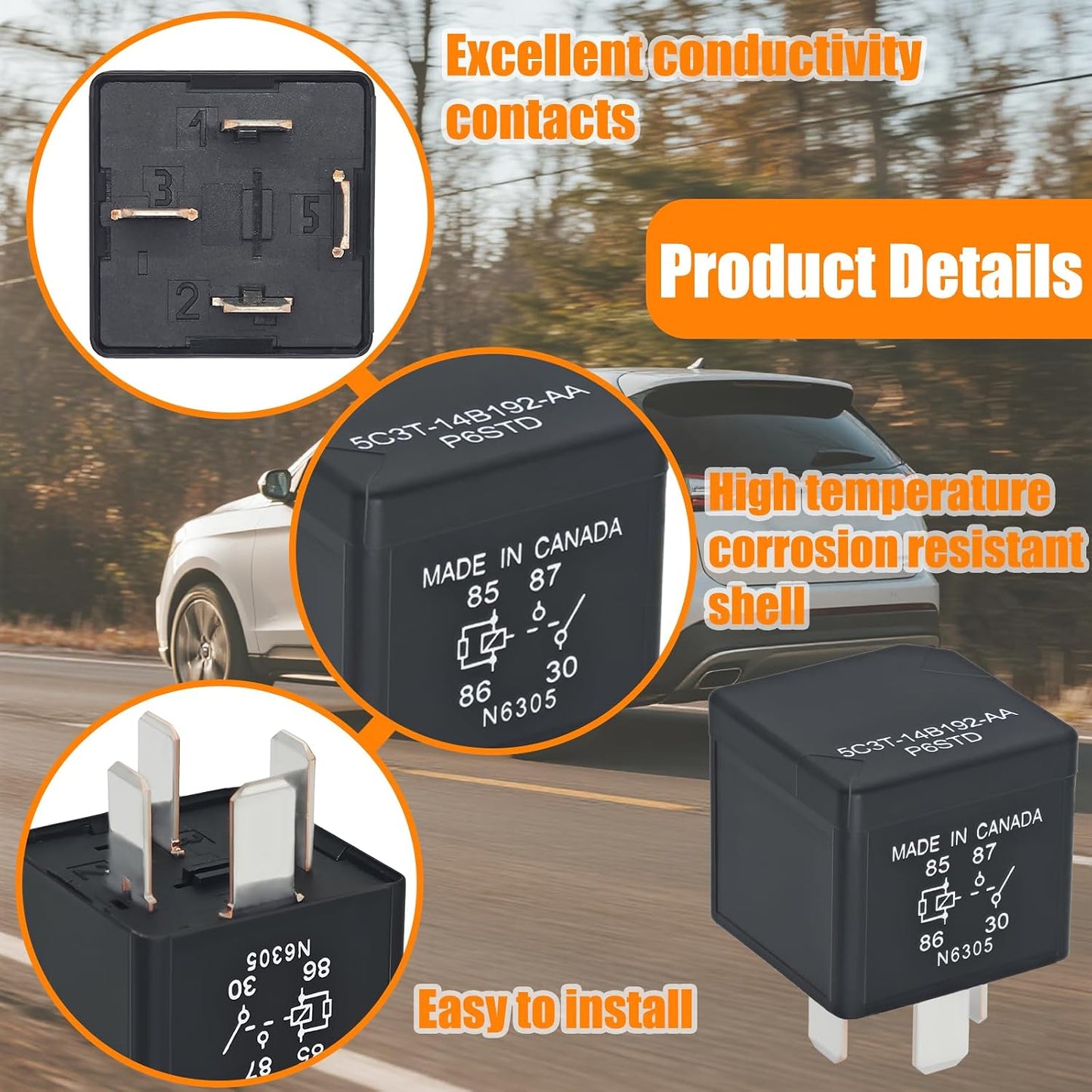 Relé potencia 12V 40A 4 pines para Ford pack 2