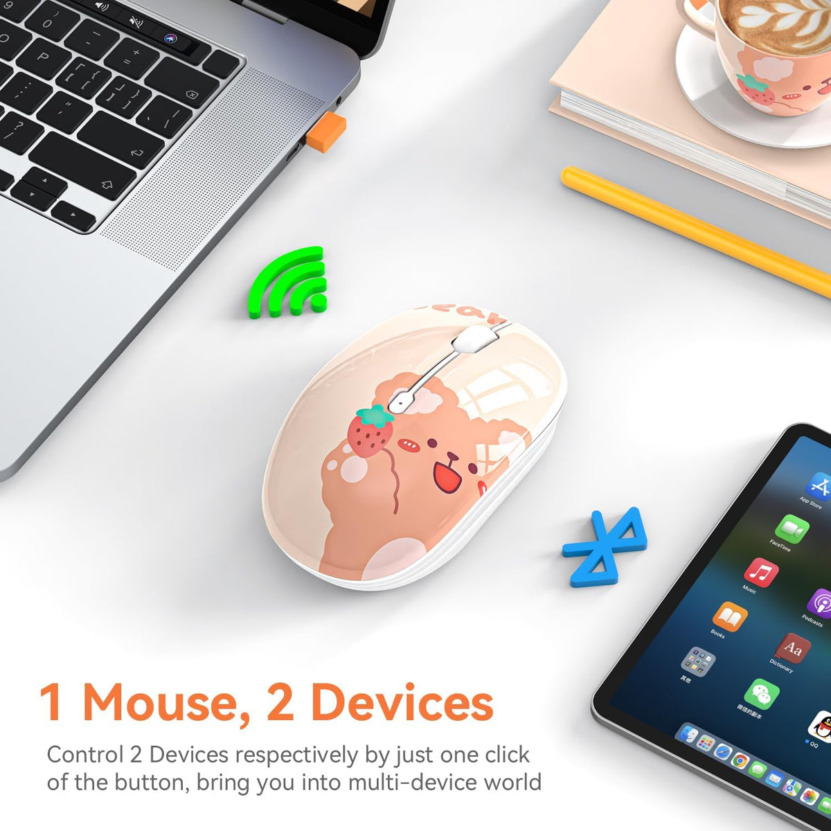 Mouse inalámbrico Bluetooth con receptor USB 2.4 GHz para niños