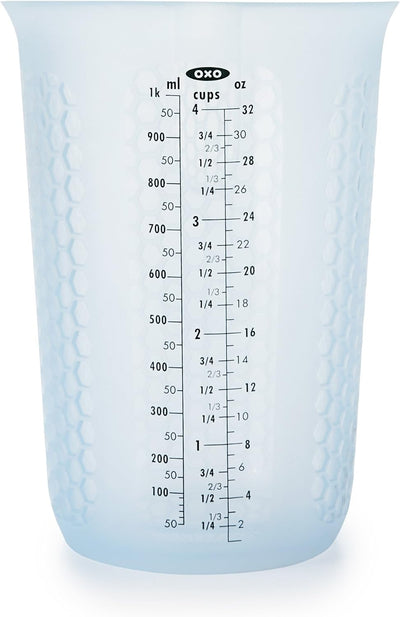 Taza medir silicón exprimir verter patrón Stay-Cool transparente