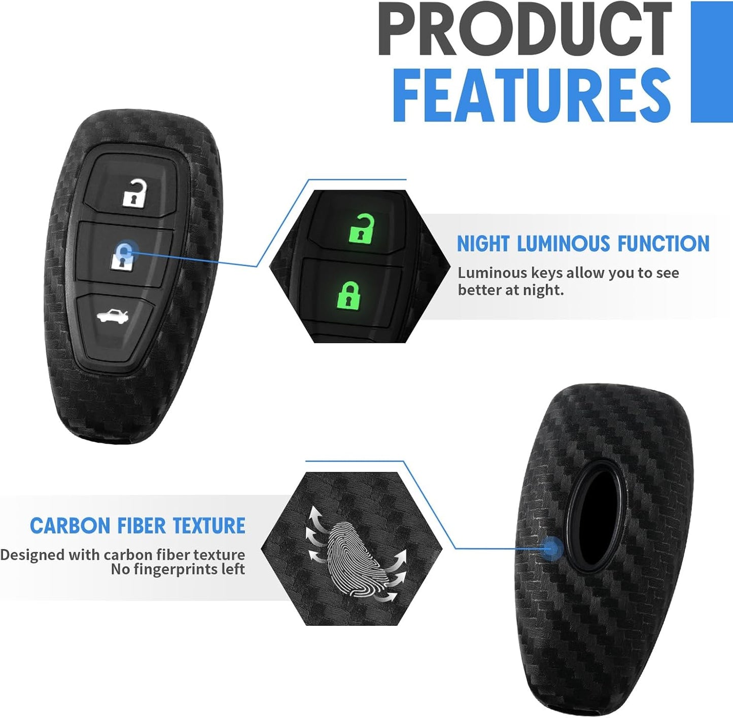 2 Pzas Funda llave silicona comp Ford C-MAX Escape Fiesta