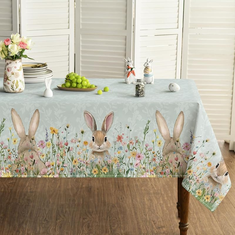 Mantel Pascua rectangular 52x70pulg diseño conejito verde