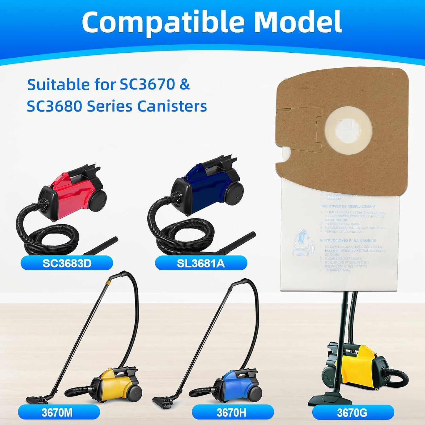 20 Bolsas Filtro Aspiradora MM Comp Eureka Sanitaire 60295C