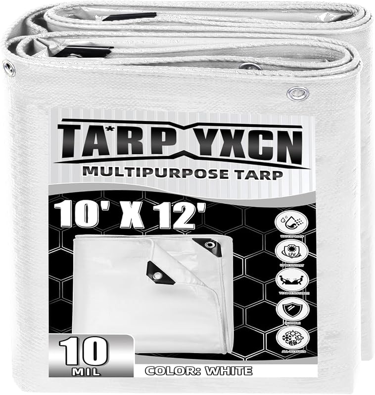 Lona blanca 10x12ft impermeable resistente UV