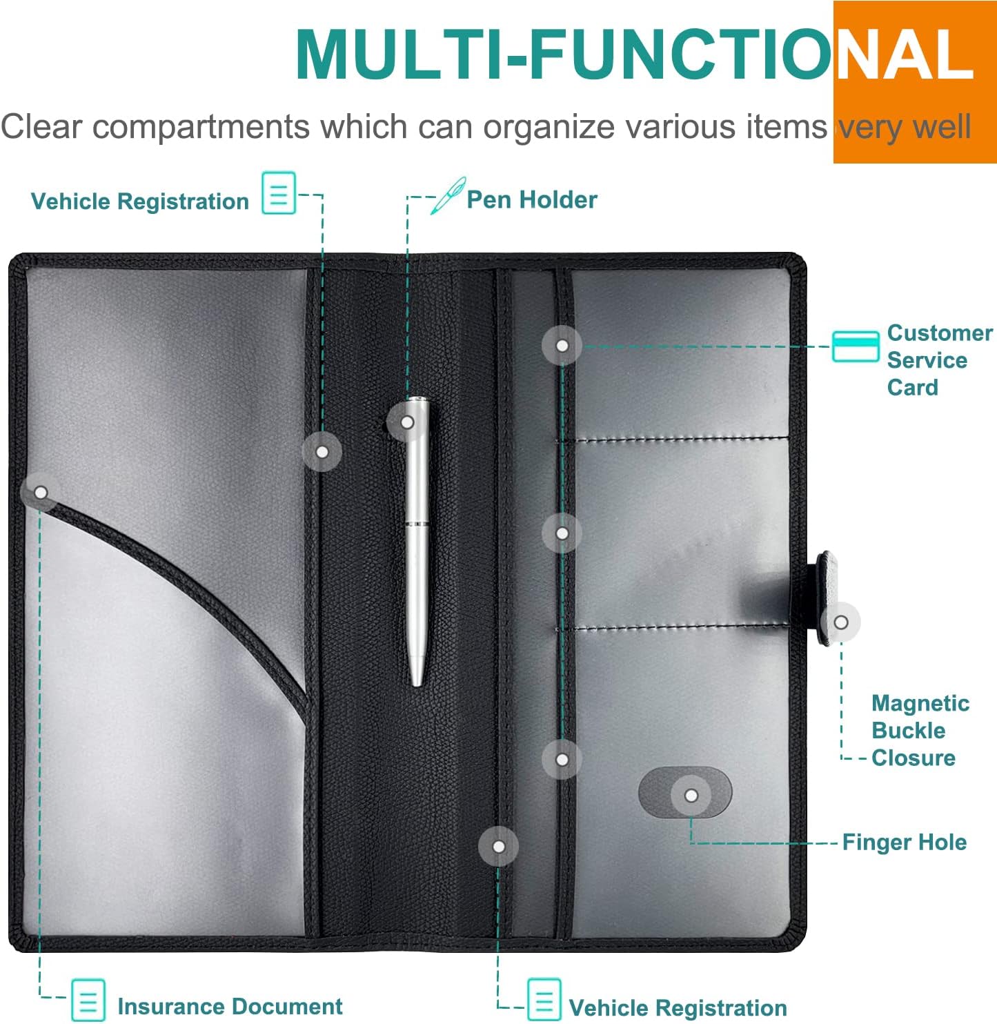 Funda guantera para documentos negro