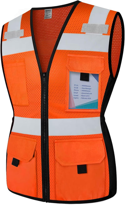 Chaleco seguridad mujer reflectante malla 11 bolsillos neón