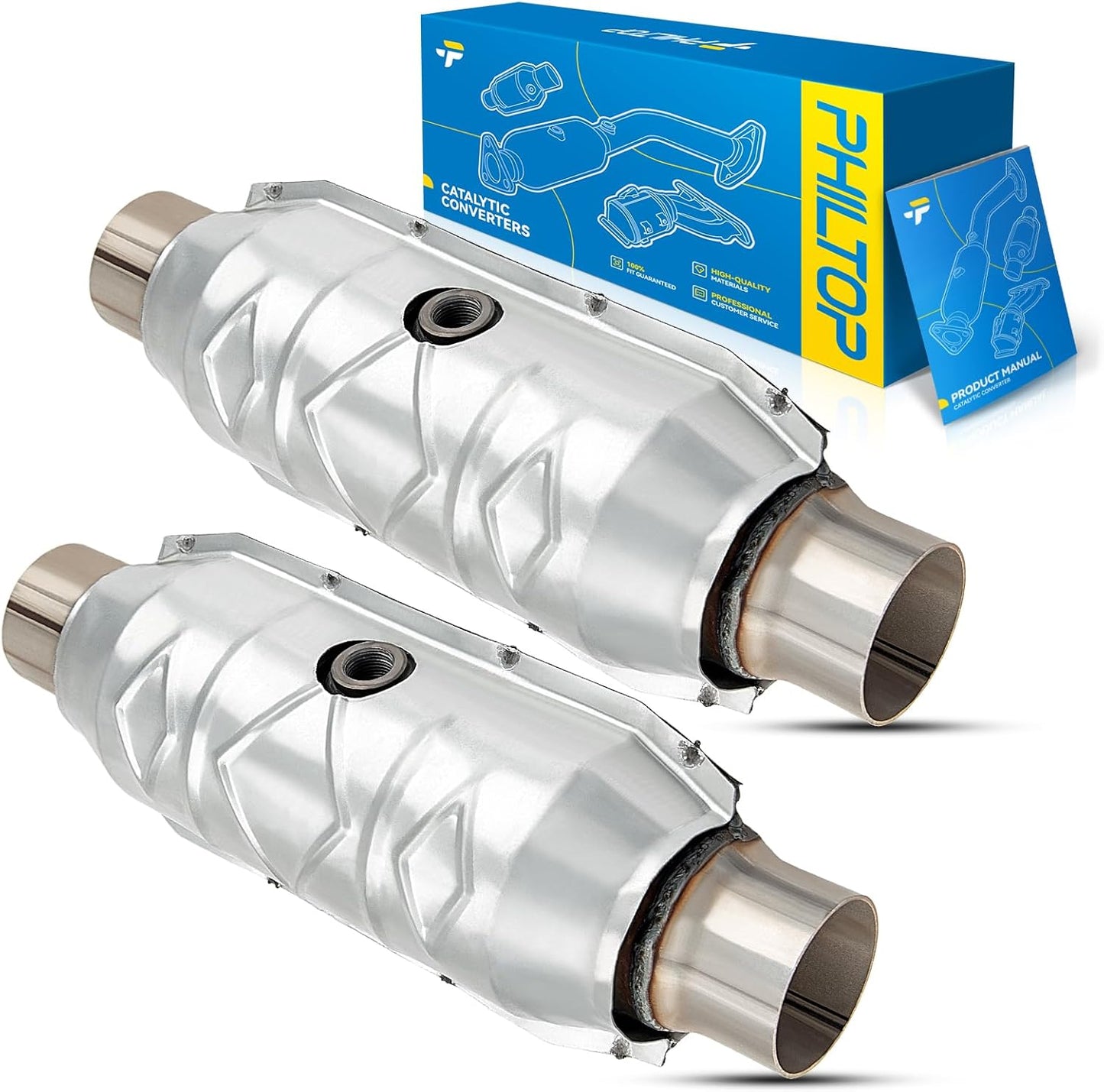 2 Convertidores Catalíticos Acero Inox 2.5" Comp EPA