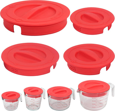 4 Pack Tapas Silicona para Tazas Pyrex 1-8 Tazas Reutilizables
