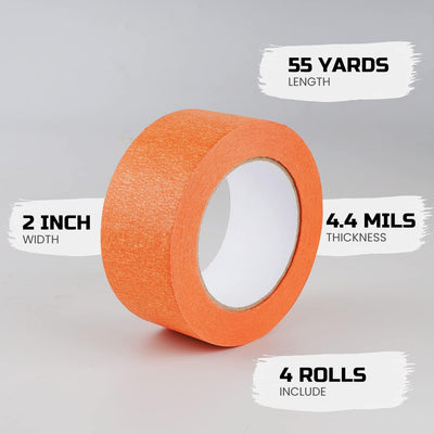 4 Rollos Cinta Pintor Naranja 2pulg x 55yd