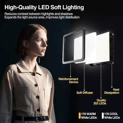 Kit luz LED estudio regulable 2800-7000K soporte trípode