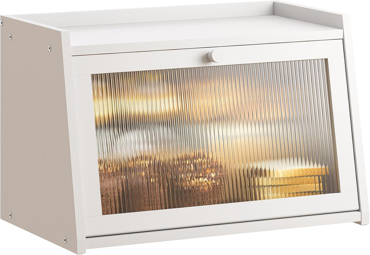 Caja pan bambú encimera cocina con puerta acrílico blanco