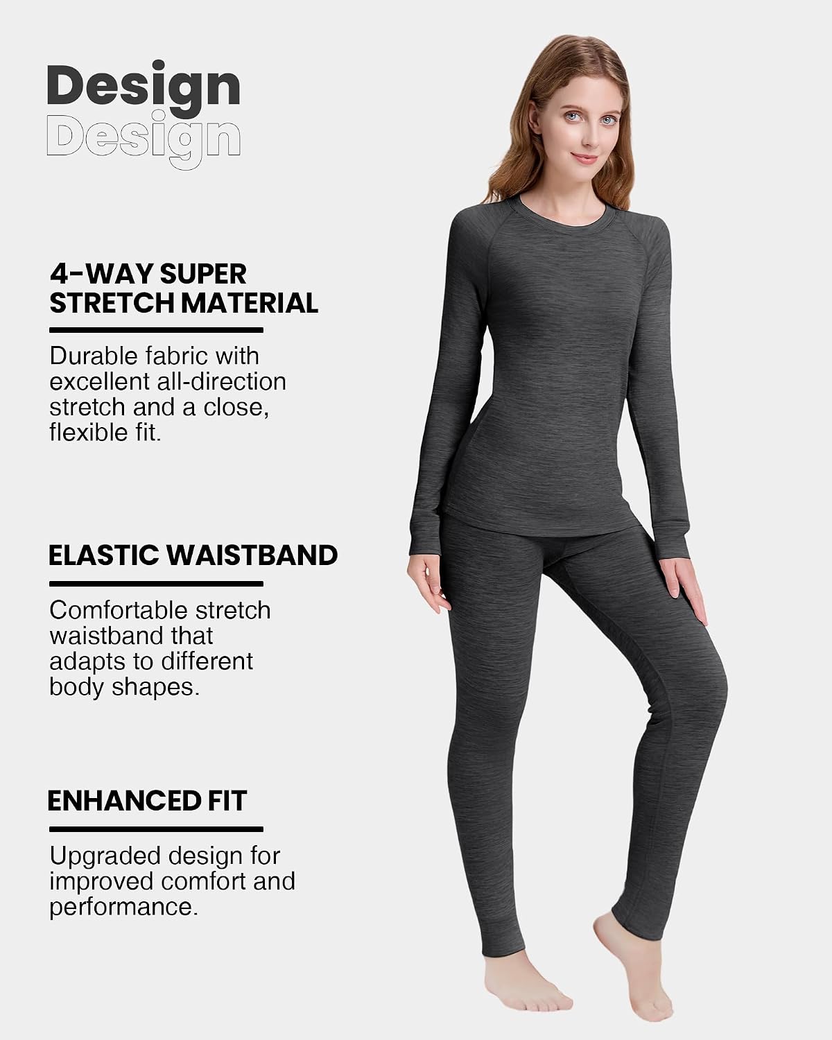 Conjunto capa base lana merino mujer para esquí