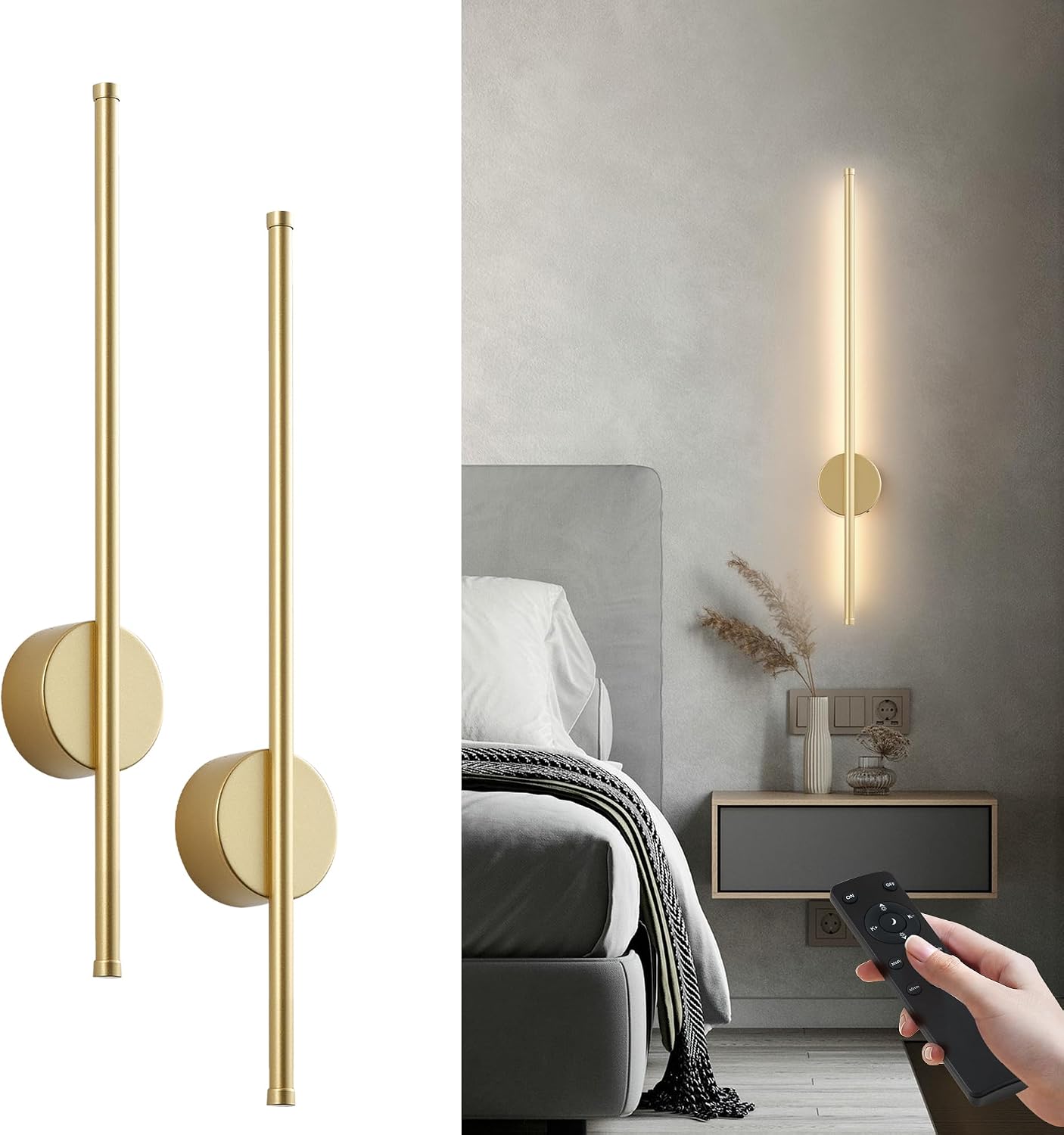 Aplique pared LED inalámbrico recargable con control remoto