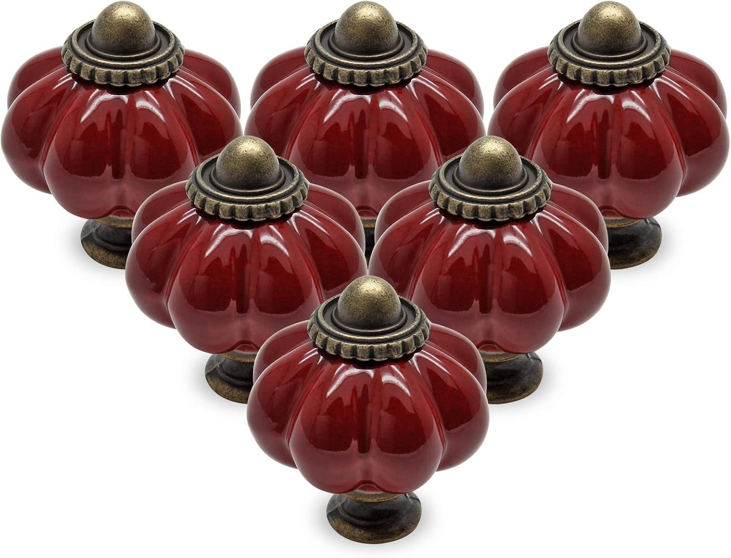 12 Pomos Cerámica Vintage Rojo Óxido con S de Montaje
