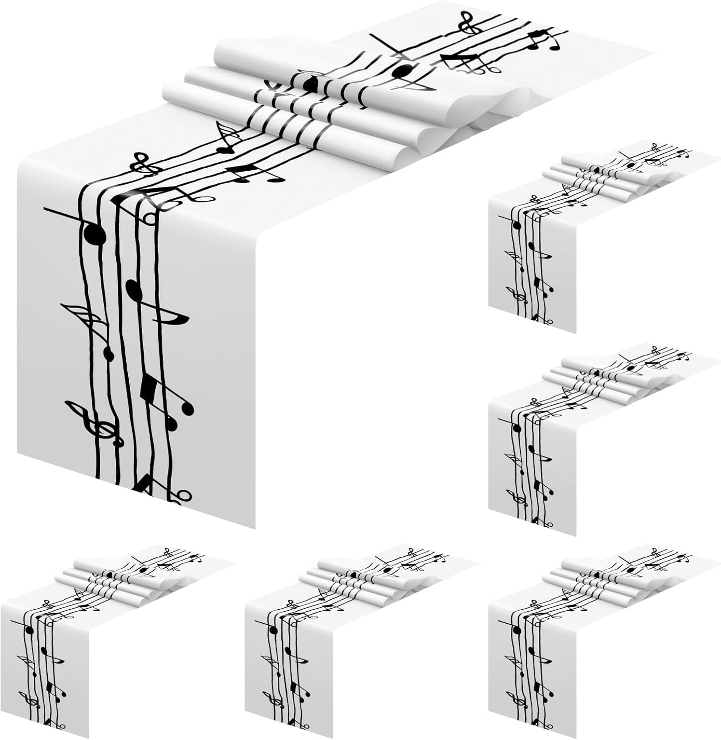 Mantel Musical Plástico 6 Pzas 13x108pulg Blanco y Negro